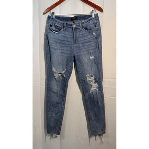 JUDY BLUE Skinny Fit Distressed Ripped Medium Wash Jeans Women's Size 11 30